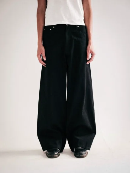 Jet Black Raw Selvedge Wide Leg Denim (6-8 WEEK PREORDER)